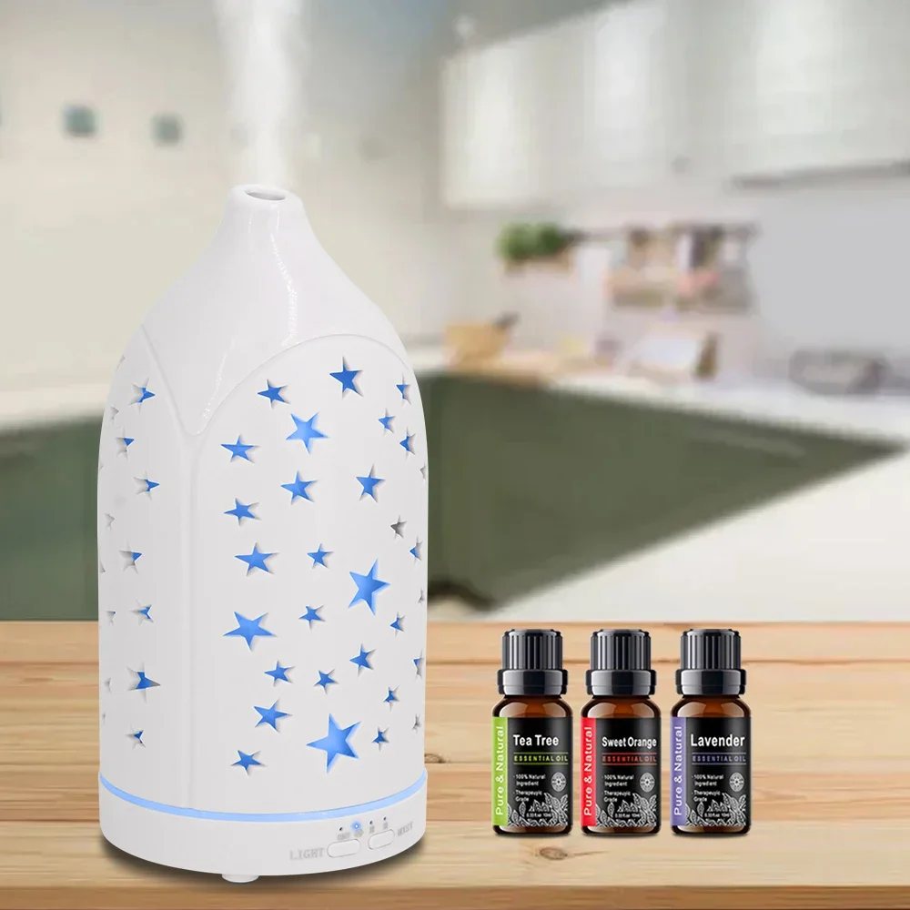 

Star Hollow Essential Oil Diffuser 7 Adjustable LED Lights, Whisper-Quiet & Safe Auto Off