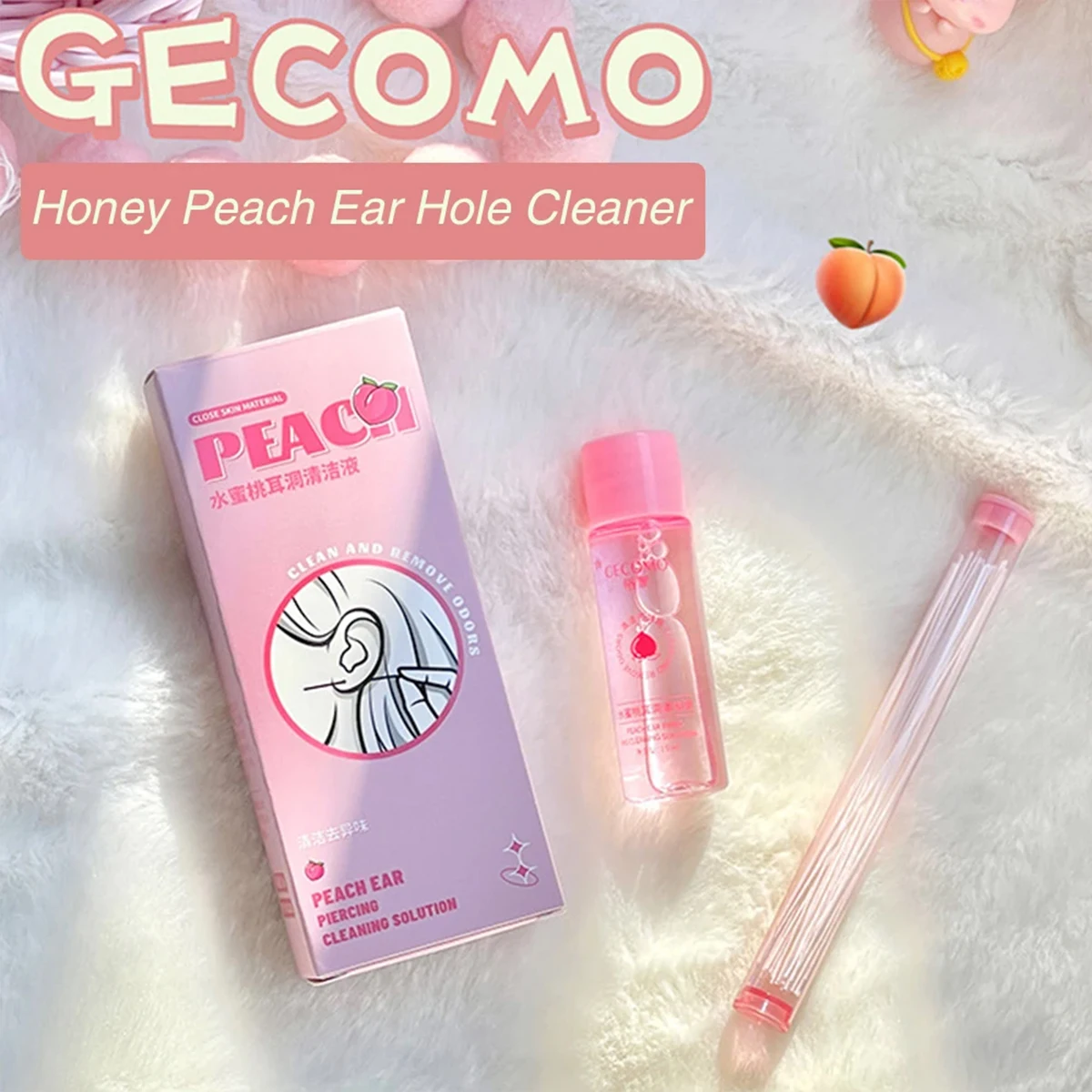 Pierced Ear Cleaning Set Solution Peach Flavor Floss Cotton Thread Ear Hole Aftercare Tool Kit Disposable Earrings Hole Cleaner