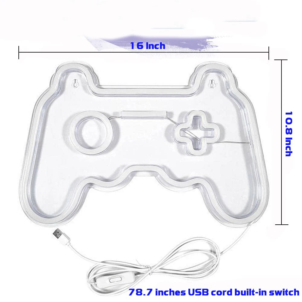 Неоновая вывеска в форме геймпада, светодиодная лампа для мальчиков-подростков, геймерская комната, настенное украшение для дома, ночник, крутые подарки для геймера, питание от USB