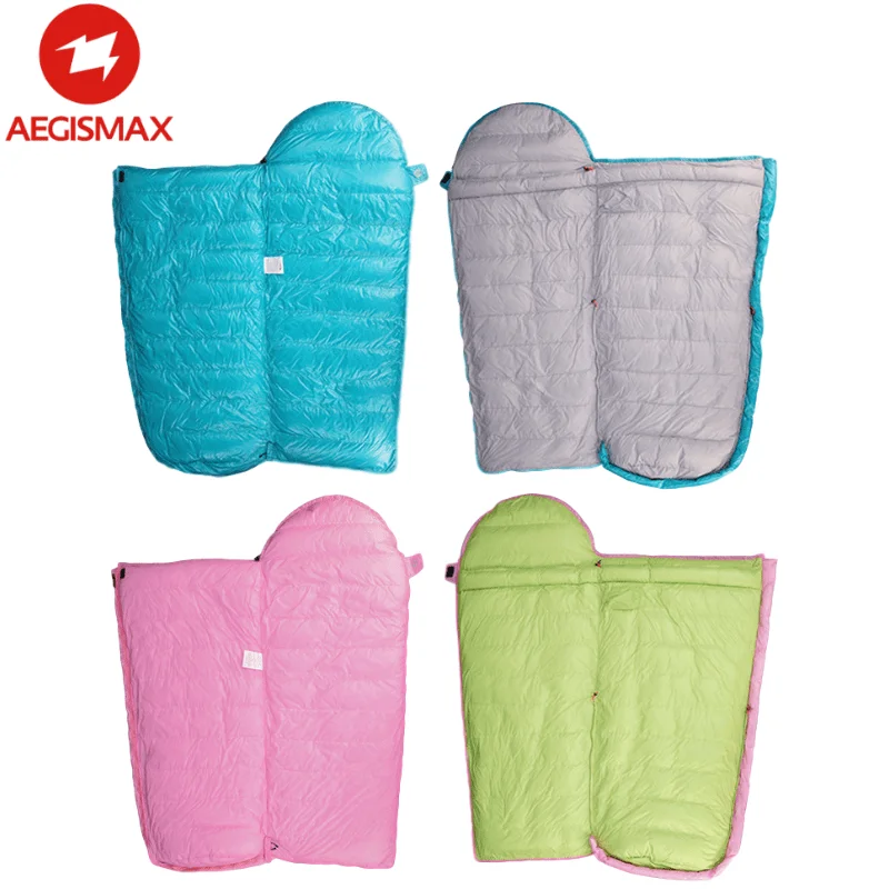 AEGISMAX Child Envelope Sleeping Bag Kids Camping Thicken White Goose Down 95% Filled Warm Home Outdoor Tourist Hiking Outing