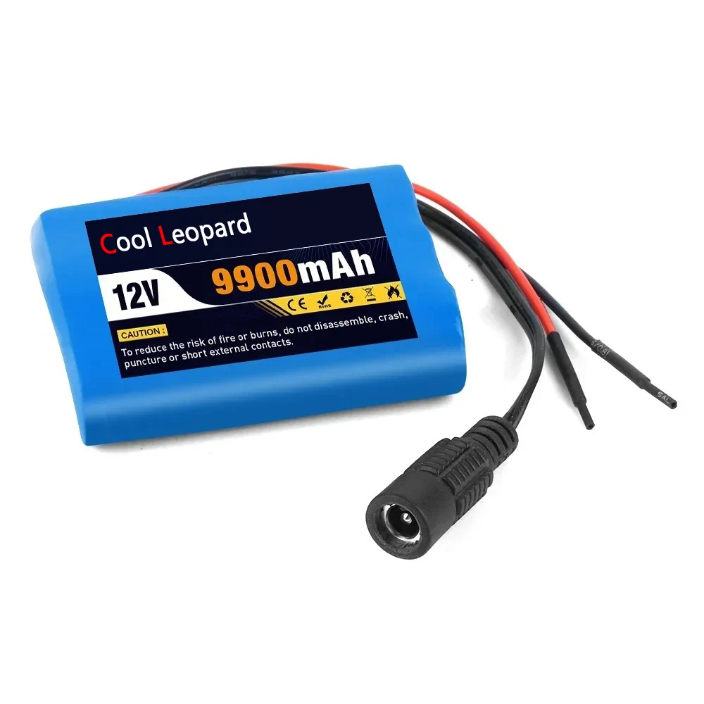 12V 9900mah portable rechargeable 18650 lithium-ion battery pack, suitable for CCTV camera monitor,Complimentary charger