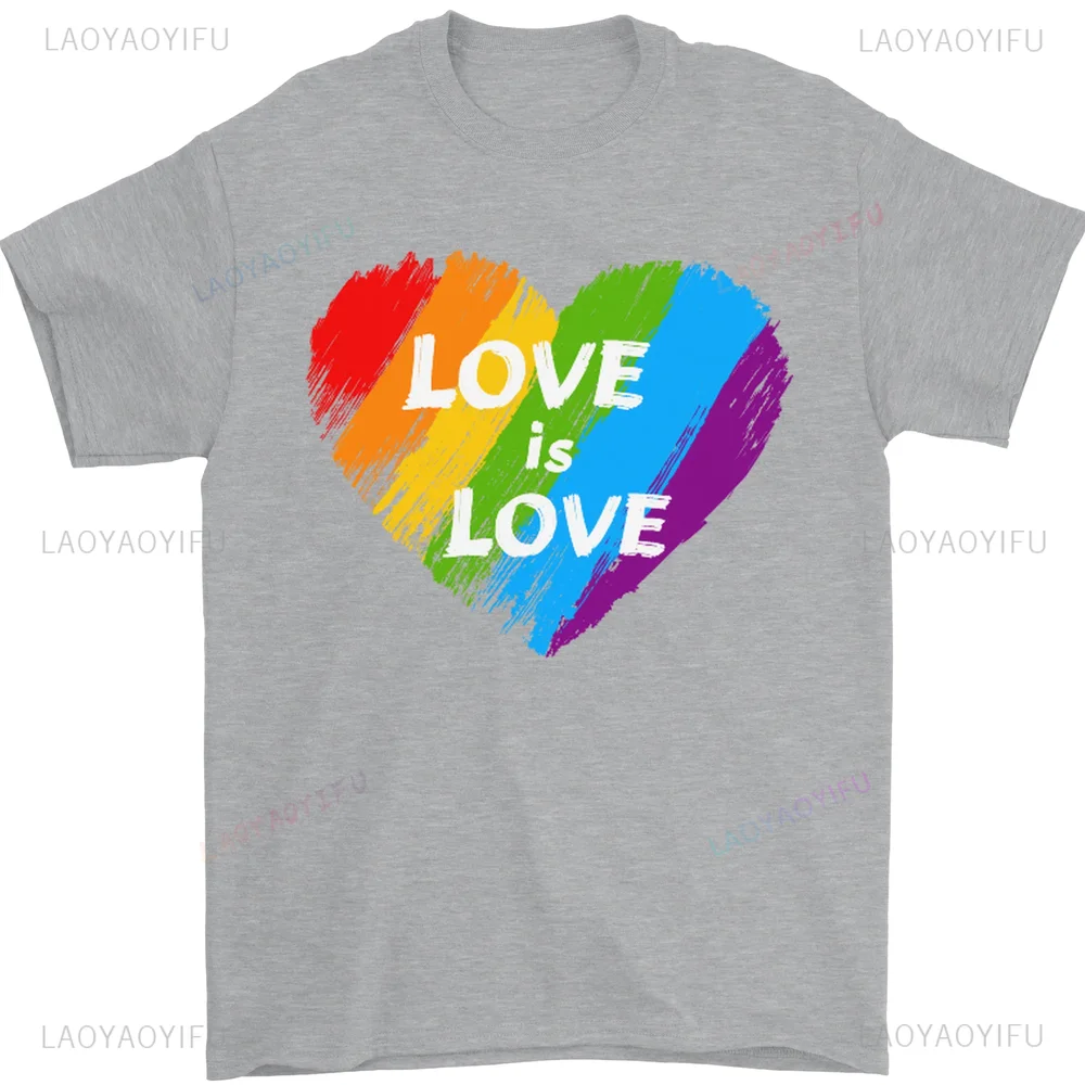 تي شيرت رجالي LGBT Love Is Love Gay Pride Day Awareness 100% قطن برقبة دائرية
