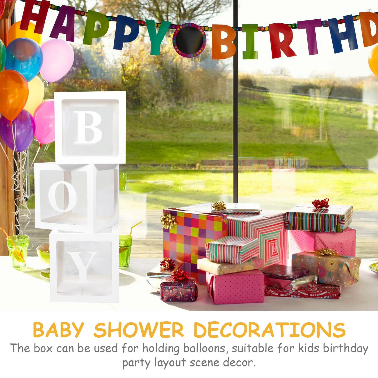 

1 set 1 Set Foldable Balloon Box Birthday Party Decor Transparent Lightweight Paper Shower Boxes Letter Pattern Easy