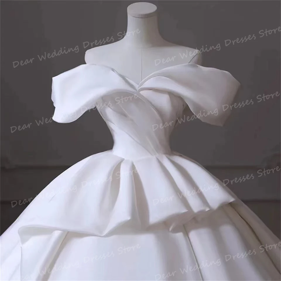 Robes de mariée simples en satin pour femmes, robe de mariée élégante, robe de mariée éducative pour les patients, tout ce qui est sexy, plissé, princesse