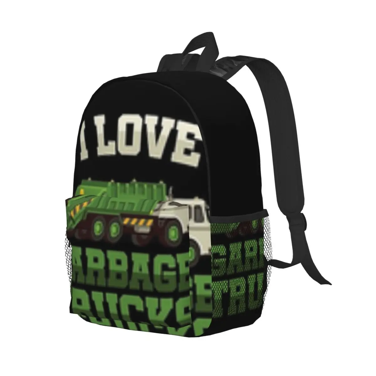 I Love Garbage Trucks New Fashionable Pattern School Bag Print Lightweight Backpack 15inch