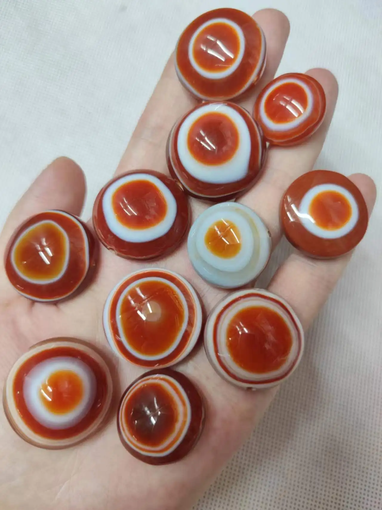 100 unids/lote Bijoux gran oferta popular alta calidad ágata natural piedra de ojo naranja rojo hermosa placa de oveja cuentas al por mayor