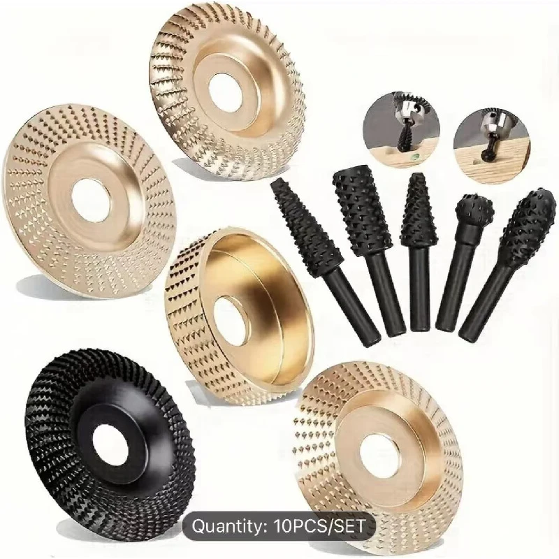 10pcs-wood-carving-disc-set-for-angle-grinder-abrasive-grinding-wheel-with-flat-slant-arc-wood-polishing-shaping-tool