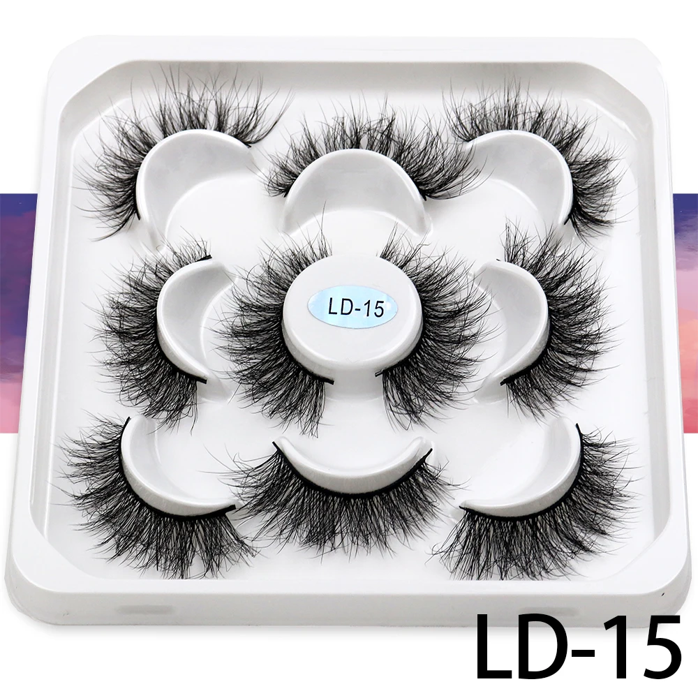 Korea 5 Paare 25mm Nerz Wimpern einzelne natürliche flauschige falsche Wimpern dichte Verlängerung Nerz Wimpern Großhandel Make-up Toole – Detail 31
