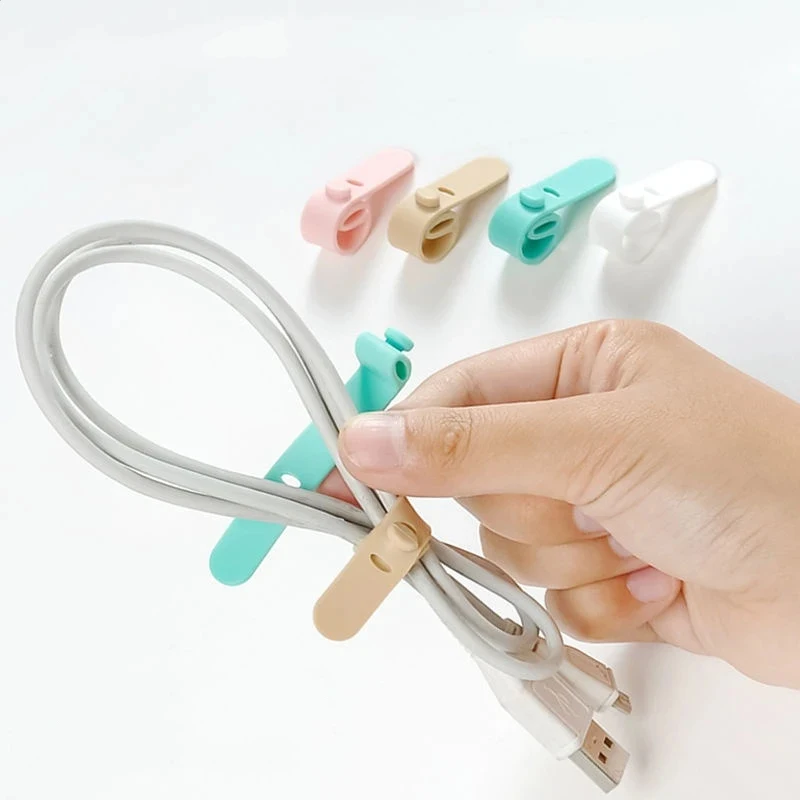 4-16pcs silicone cable ties, wire organizer, headphone management wrap, cable organizer for bundling desktop wires and cables