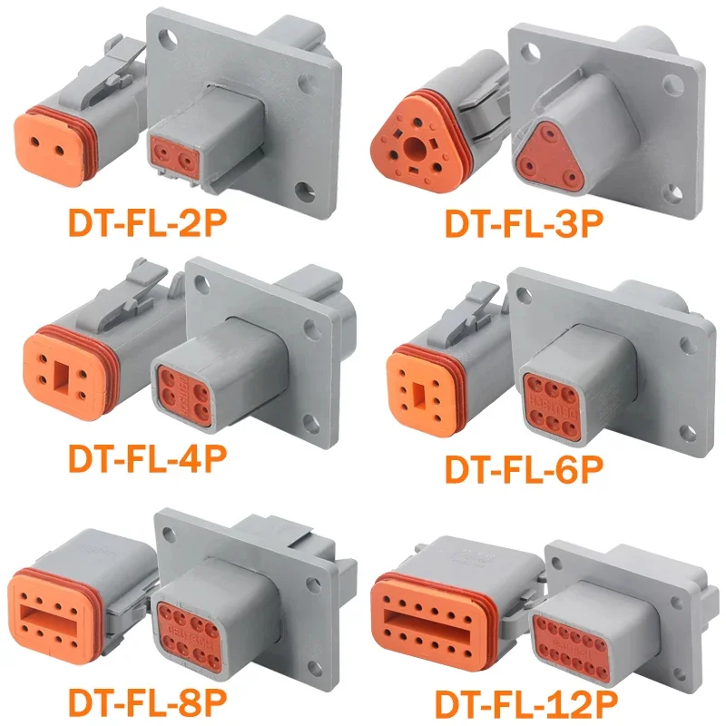 Deutsch Waterproof Connector With Fixed Flange Plug DT04-2P-L012 DT04-4P-L012 DT04-6P-L012 DT04-8P-L012 DT04-12P-L012 DT06-2S