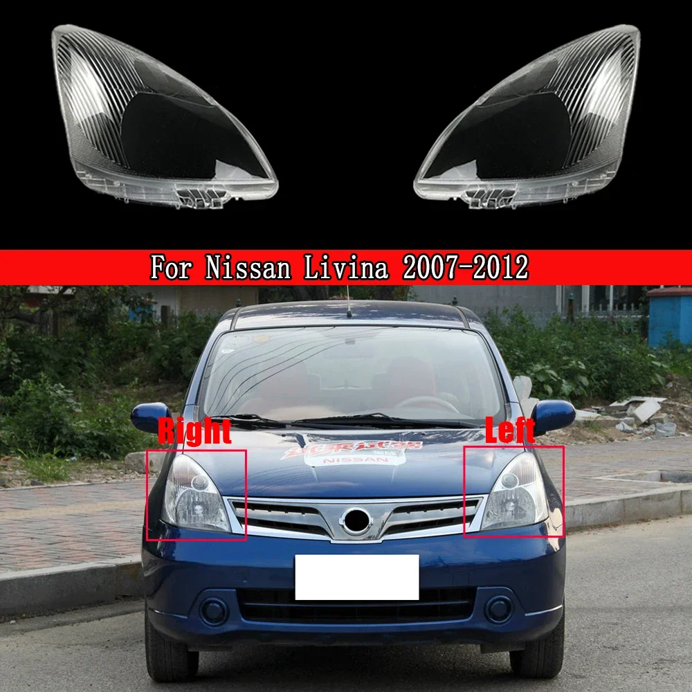 Car Front Headlight Lens Cover Lampshade Glass Lampcover Caps Headlamp Shell For Nissan Livina 2007 ~ 2012 Auto Head Light Case