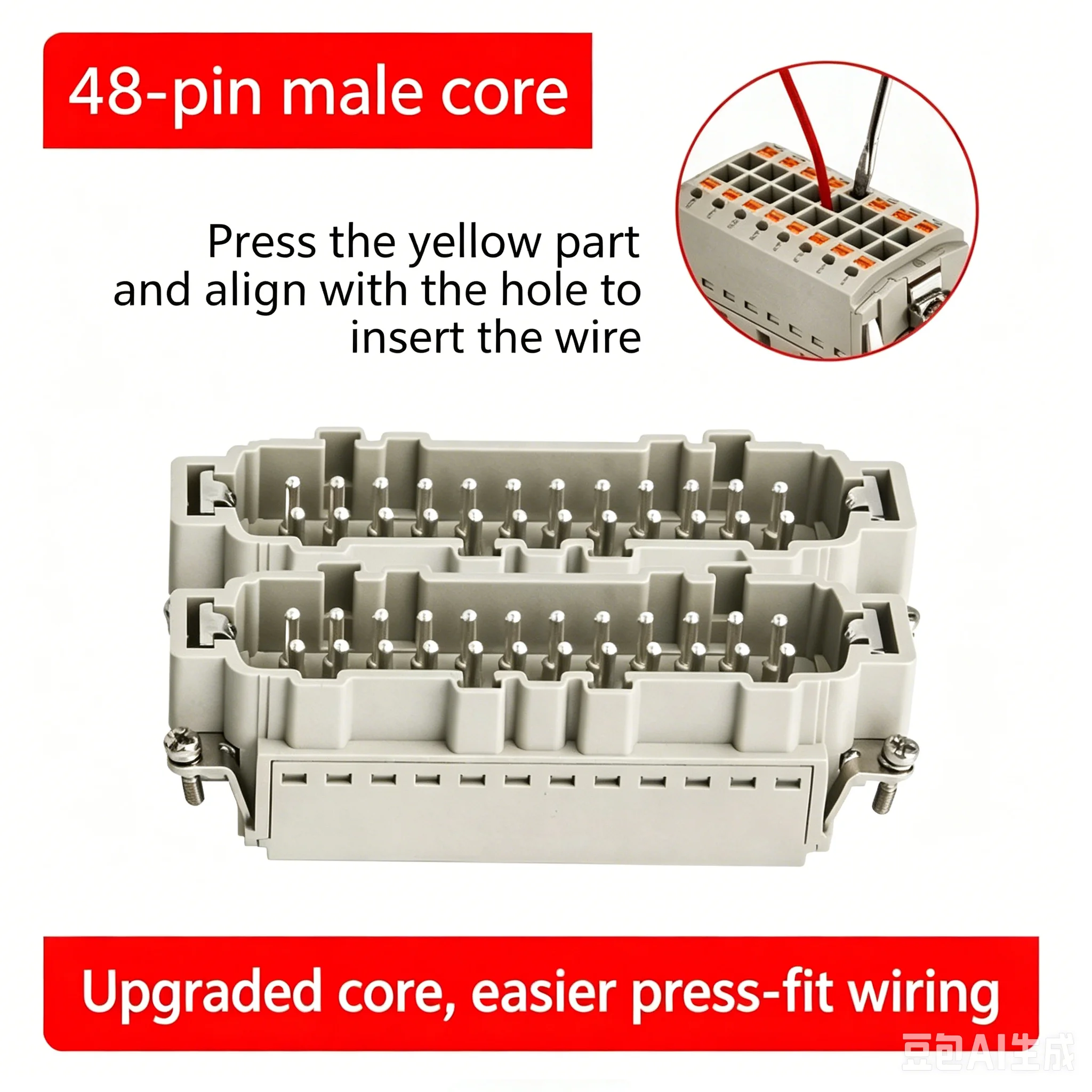 1pcs HDC-HE-048-M HE-048-FZ Heavy-Duty Connector Rectangular Industrial Aviation Plug Spring Clip Crimp Quick Wiring