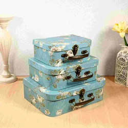 3 Pcs Gift Box Three Piece Child Travel Boxes Paperboard Suitcases Flower Decorative for Home Storage