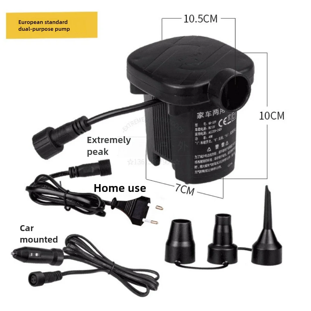 Bomba de ar multifuncional de dupla finalidade, 110v ~ 220v, doméstica, automotiva, eua, ue, motor dc com bico de ar para camas infláveis