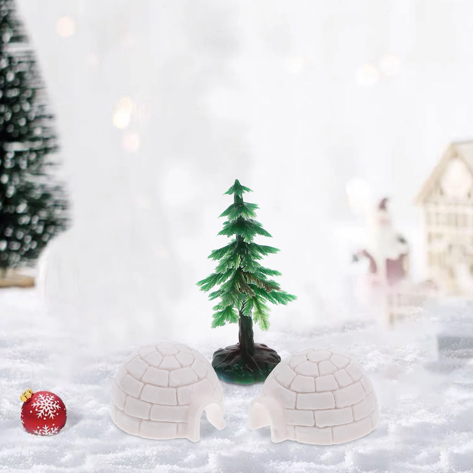 Mini Igloo Standing Ice House Ornament Christmas Decorations Statue Xmas Trees Figures Plastic Child Artificial