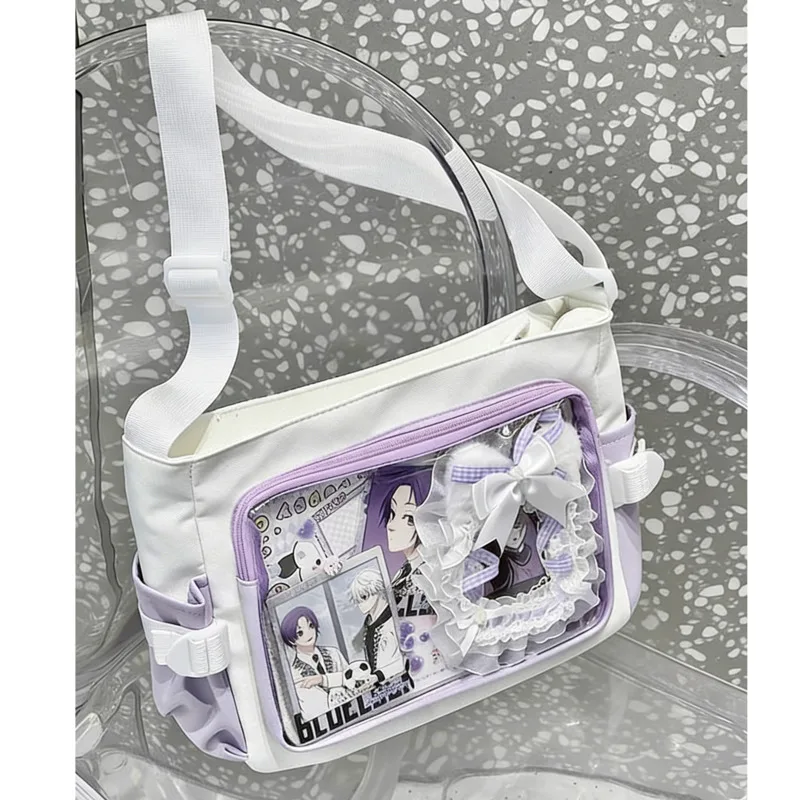 

Nylon Patchwork Japanese Y2k Itabag Girl Transparent Display Jk Harajuku Shoulder Bag Zipper Casual Messenger Bag For Women