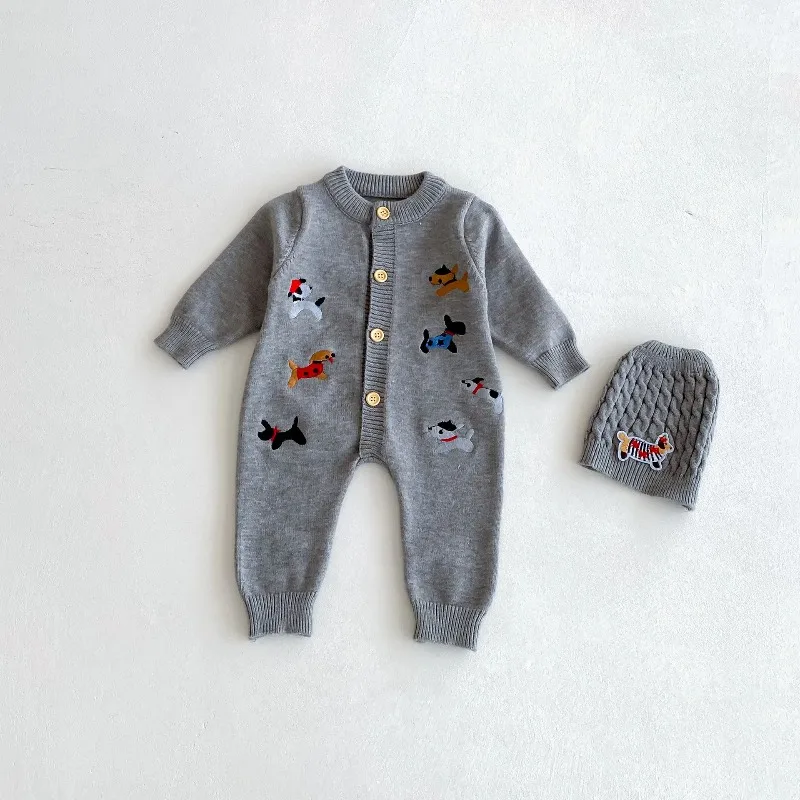 ZOETOPKID Baby Knitted Jumpsuit Spring Autumn Fashion Baby Boy's Knitted One Piece Clothes Super Cute Knitting Rompers