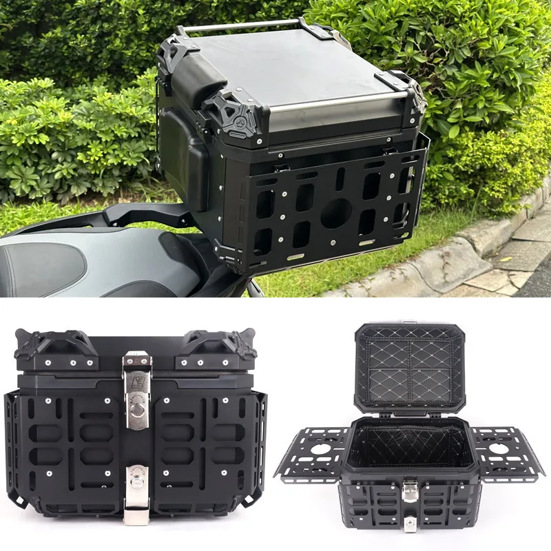 

Motorcycle Foldable Armor Top Case Multi-functional Aluminum Tail Box Trunk Luggage Helmet Box Tool Cases Quick Release Plate