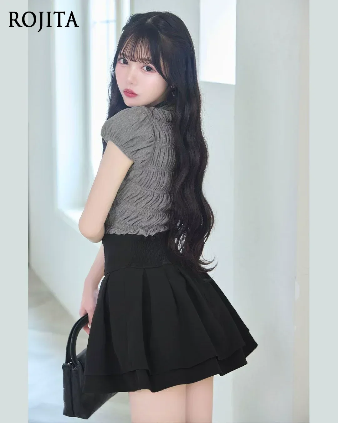 Women High Waist Double Layer Pleated Mini Skirt A‑Line Flared Short Skirt Sweet Casual Skater Skirt
