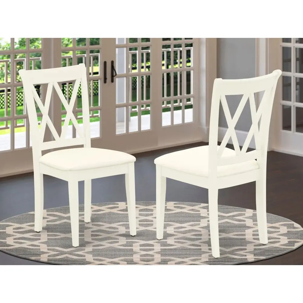 

CLCLWHC Clarksville Kitchen Dining Chairs Linen Fabric Upholstered Wood Chairs, Set of 2, Linen White
