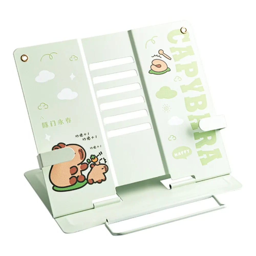 

Foldable Metal Book Reading Stand Multi Heights Angles Cartoon Capybara Adjustable Documents Holder Fixed Books Portable
