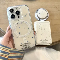 Cute Splash-ink For Magsafe Magnetic Card Slot Holder Stand Phone Case For iPhone 16 15 14 13 12 Pro Max Protective Back Cover