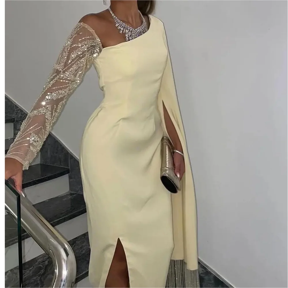 Muloong One-shoulder Ankle-Length Women Elegant And Pretty Luxury Prom Dress