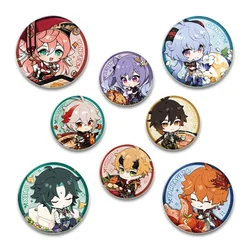 58mm Anime Genshin Impact Round Pins Cartoon Badges Cosplay Handmade Tinplate Brooch for Backpack Clothes Chest Ornament Gifts