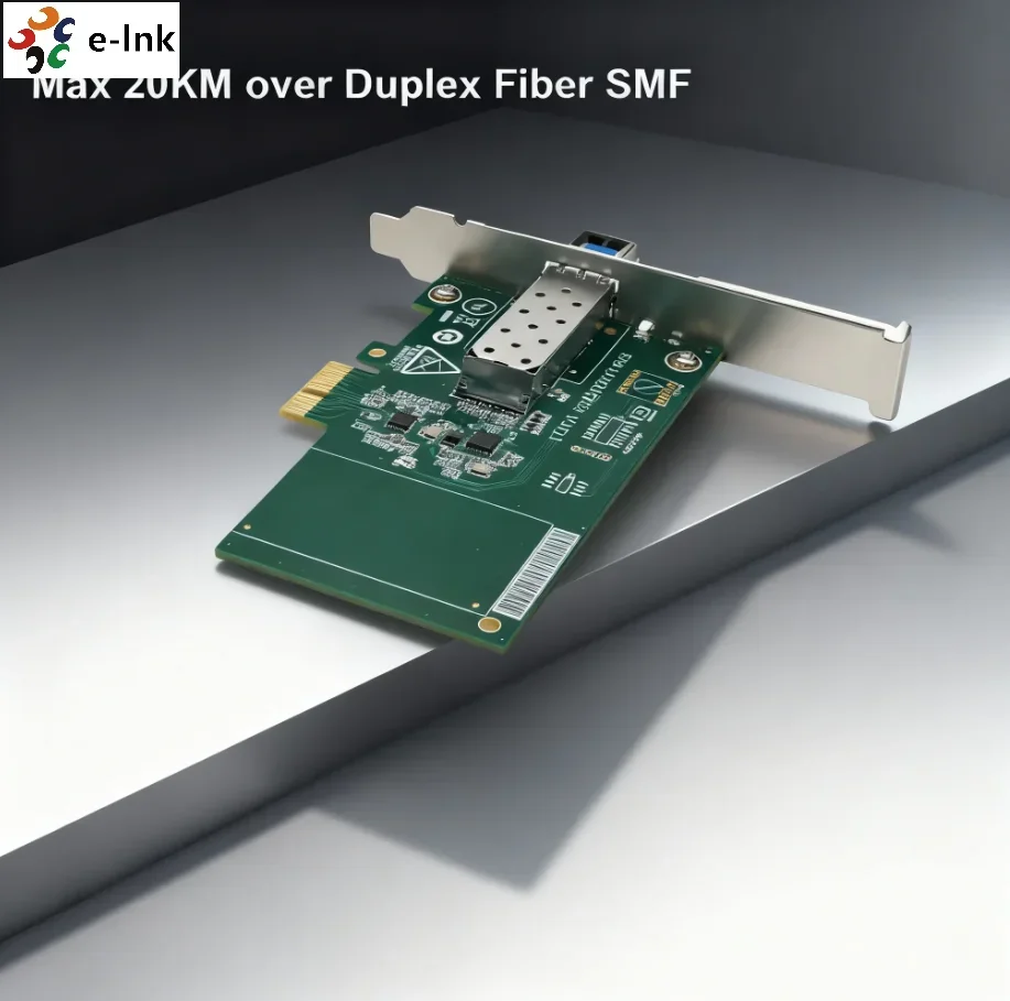 1000M Gigabit Fiber Optic LAN & Network Card PCI-E SFP SC Single Mode Multi Mode 20KM Server Adapter in Stock 9KB Jumbo Frame