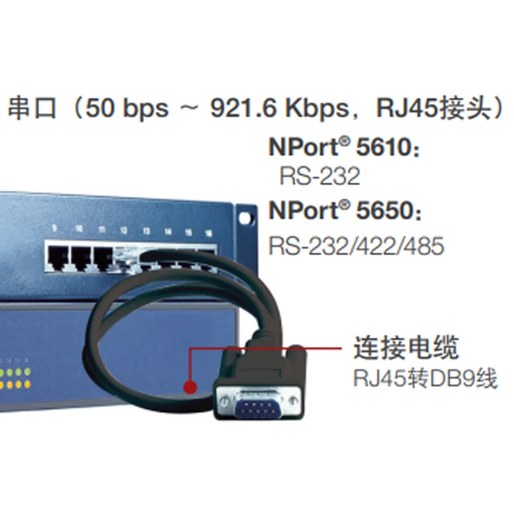 RJ45-DB9F CBL-RJ45F9-150 Moxa Nport Server/Switch 5610 5650 RG45 8P RS232 Serial Cable