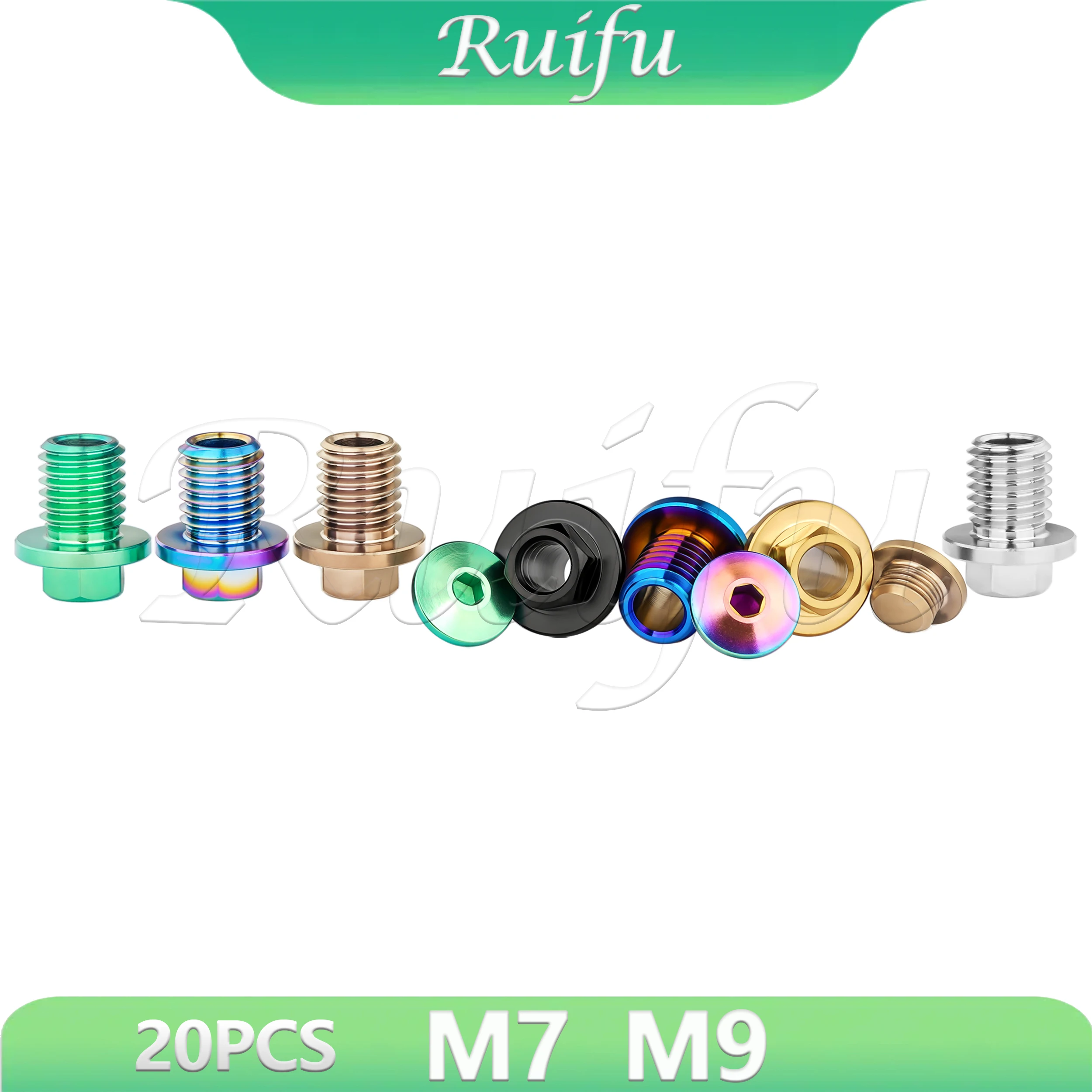 

Ruifu Titanium Bolt M7/ M9 Bicycle Bleed Bolts Hose Locking Screw Cable Fastening Nut Bike Disc Brake Oil Injection Hole Bolt