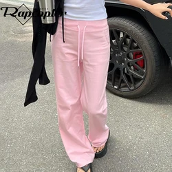 Rapcopter y2k Solid Sweatpants Shirring Casual Basic Pants Women Korean Streetwear Harajuku Trousers Aesthetic Clothes New 90s