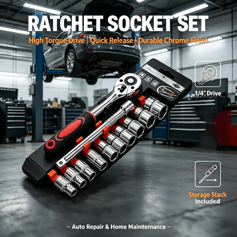 Tools Set Workshop - 12 Piece Automotive Socket Set with