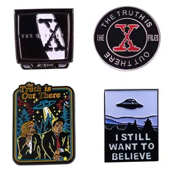 The X Files Bring Back Mulder and Scully Enamel Pin I Still Want To Believe UFO Metal Brooch Badge Backpack Accessory Gifts