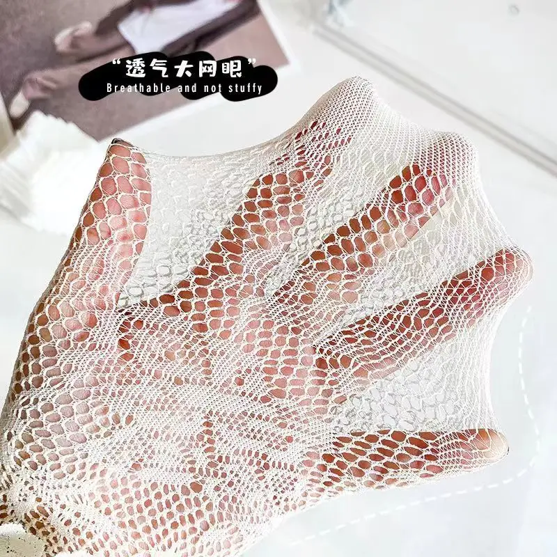 Lolita Girls Socks Cute Sunflower Pattern Mesh Lace Knee Socks Summer Nonslip Mosquito Proof Sock Nylon Ruffle Edge Stockings