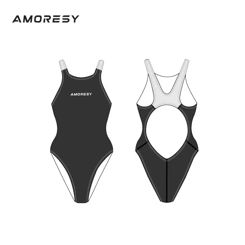 AMORESY Gaea series one-piece slimming sexy classic color match sunscreen anti-chlorine competitive swimsuit