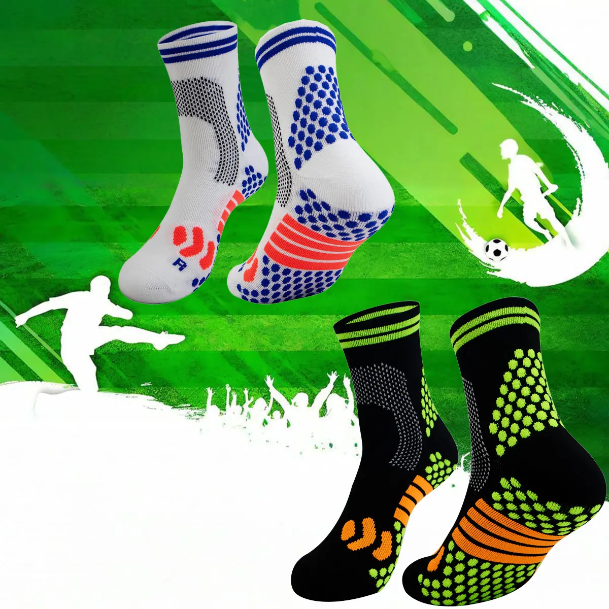 2 pairs of 2025 new polka dot football socks with anti slip tape adhesive, loved by athletes