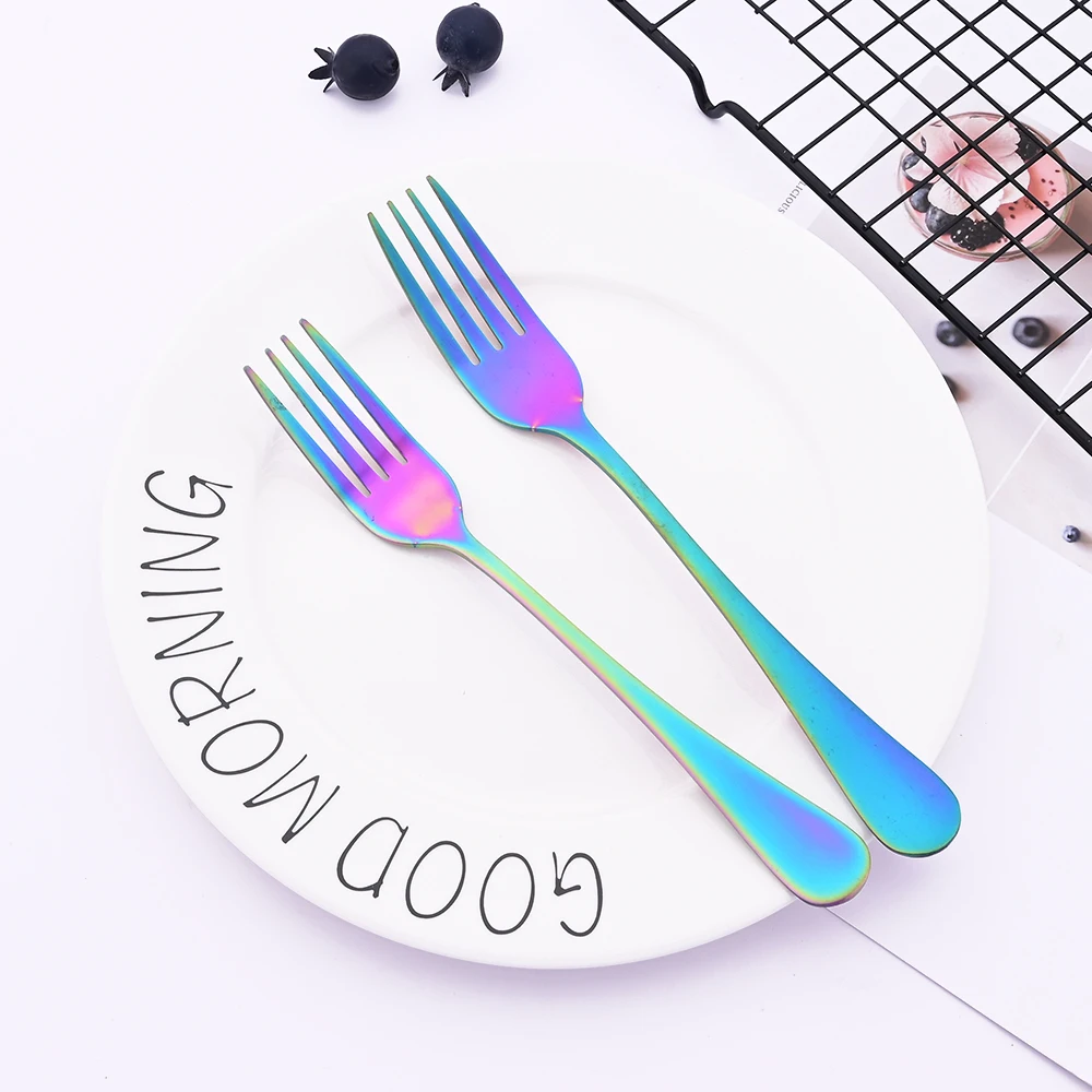 5Pcs Matte Dinnerware Cutlery Set Stainless Steel Spoon Fork Steak Knife Set Rainbow Weatern Dinner Party Flatware Silverware