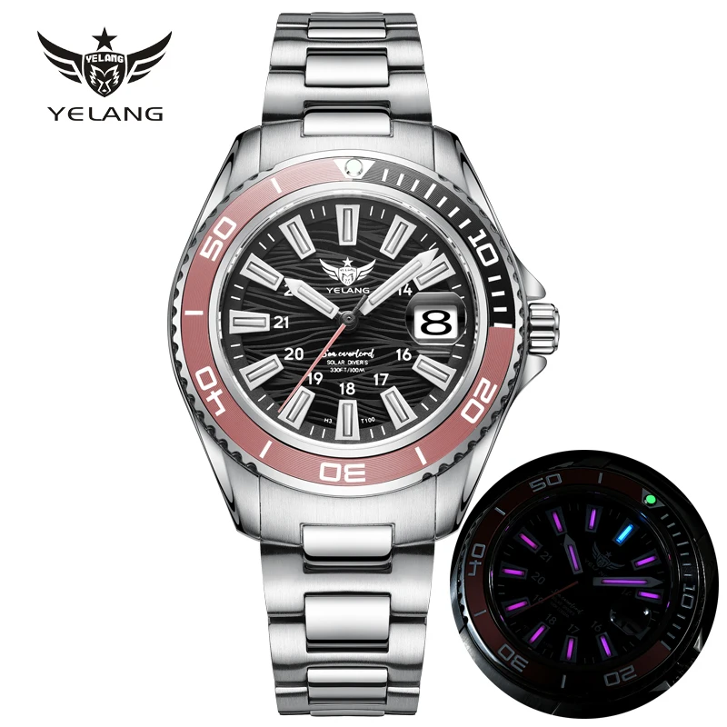 YELANG V1214 Women's watch Japan VS37 solar-powered watch 10Bar Waterproof Luminous 36mm Long Battery Life Diver Solar Watch