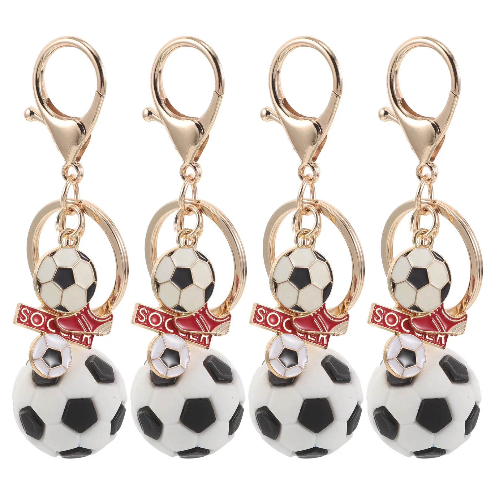 

4Pcs Soccer Keychains 3D Design Metal Football Pendant for Sports Enthusiasts Boys Kids Party Favors Bag Charms Gifts