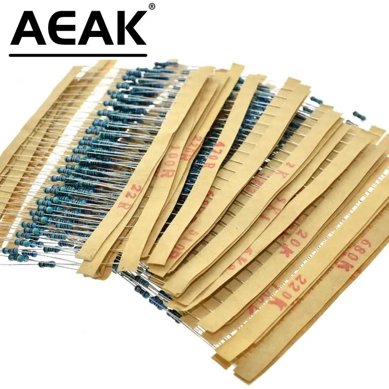 AEAK 600PCS /Set 1/4W Resistance 1% 30 Kinds Each Value Metal Film Resistor Assortment Kit resistors