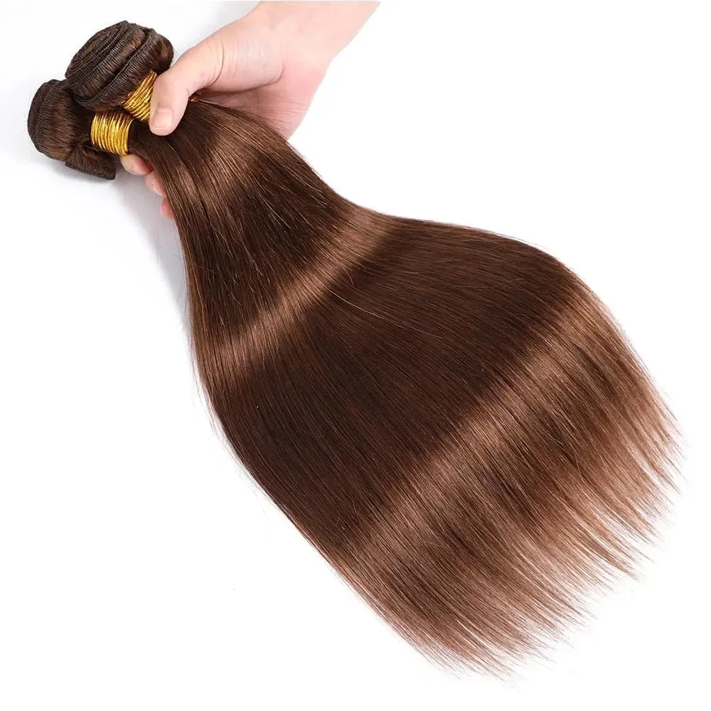 Straight Bundles With Closure 5x5 Chocolate Brown Human Hair Closure With Weave Bundles 100% Raw Hair Bundles Deals And Closure
