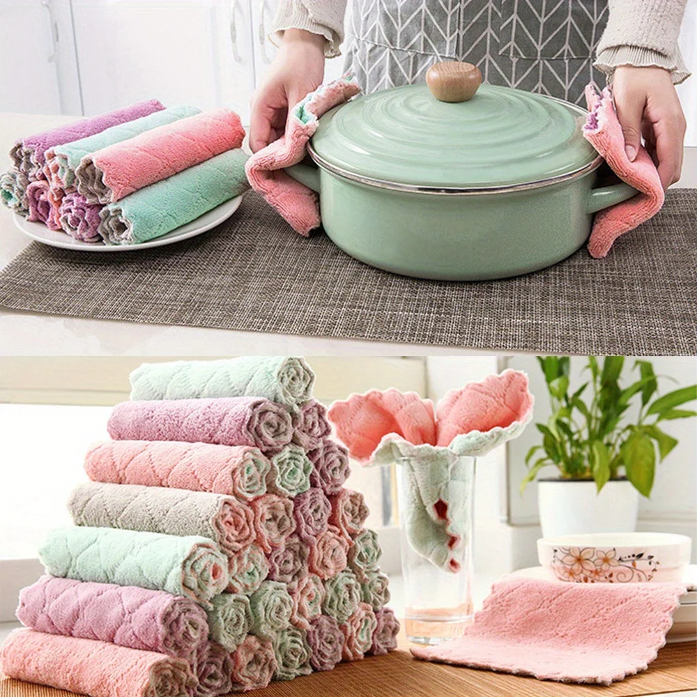 10 kitchen towels and cloths, small dishwashing towels in various colors