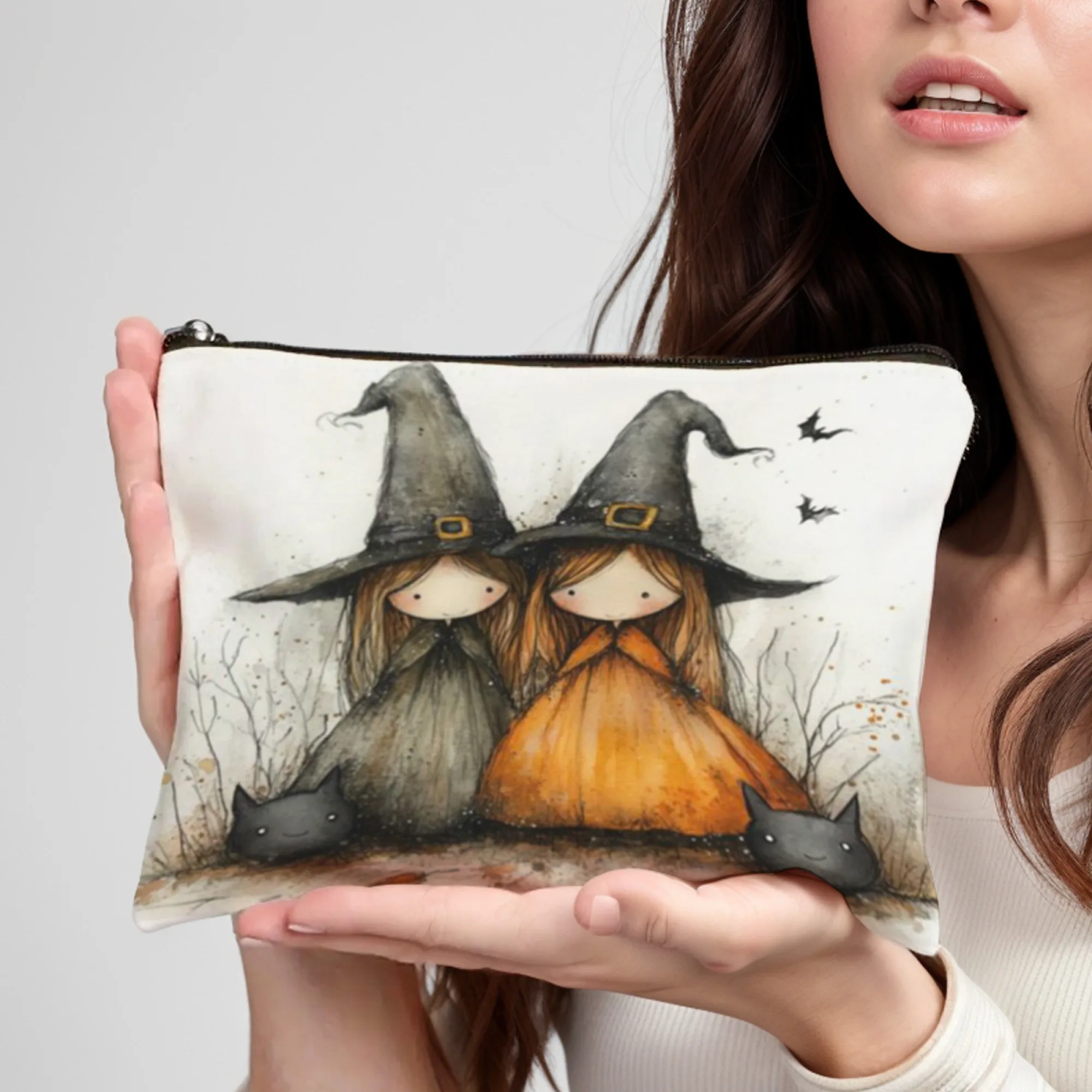 

Прочная косметичка на молнии с принтом «Ведьмы» для путешествий, косметичка с несколькими карманами, женский органайзер для туалетных принадлежностей, Рождество