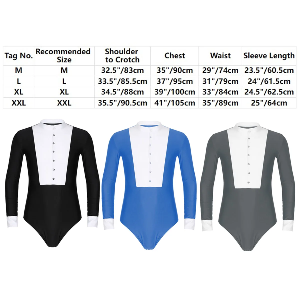 Mens Dance Shirt Long Sleeve Latin Dance Unitard Bodysuit Clothes Competition One Piece Dancewear Ballroom Ballet Leotard