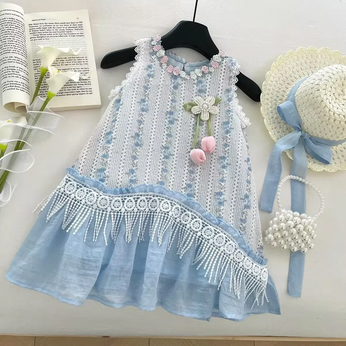 Mädchen-Freizeitkleider, verzaubertes Spitzen-Sommerkleid – Prinzessin-Urlaubskleid für Mädchen von 2 bis 8 Jahren, Kinderkleidung, Kleinkind-Mädchen-Kleidung