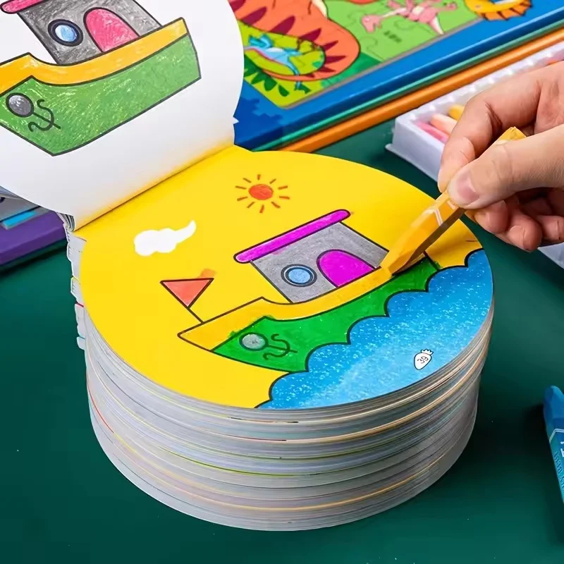 Drawing Book 120 Page Circular Graffiti Small with Colored Cartoon Animals Coloring Drawing Book