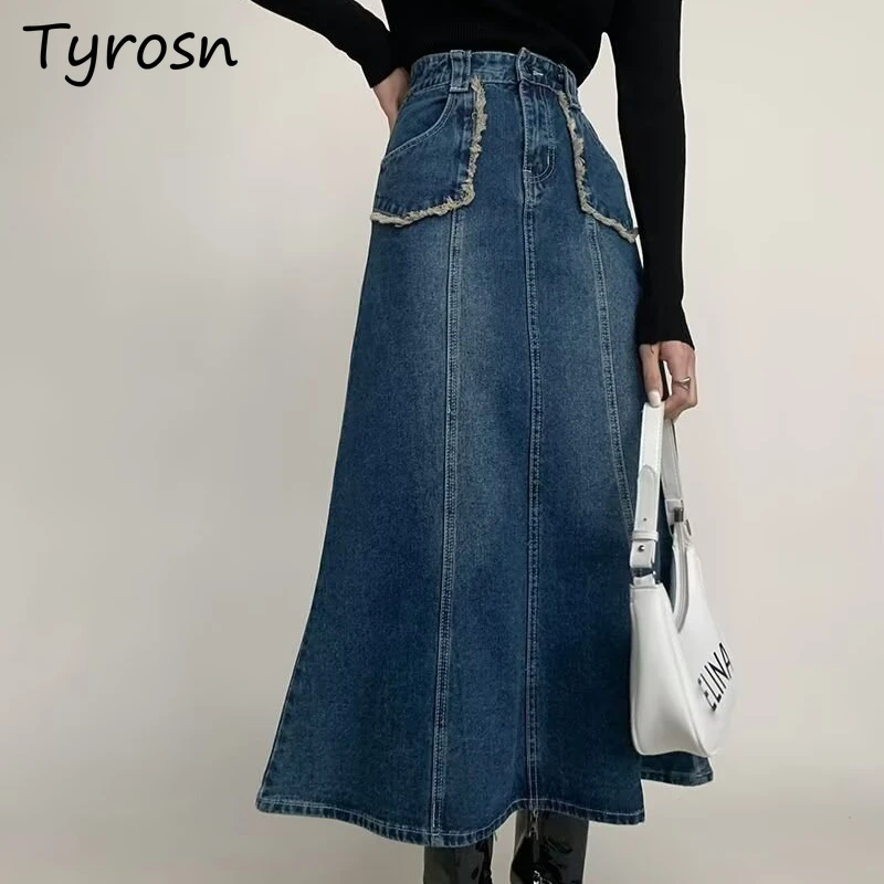 

Fishtail Denim Skirts Women Designed Autumn New High Waist French Style Brushed Trendy Office Lady Gentle Elegant Temperament