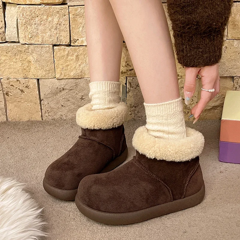 

Winter Women's Snow Boots Fleece-Lined Warm Cotton Shoes for Women Lamb Wool High-top Thick-Soled Short Boots Botas Para Mujer
