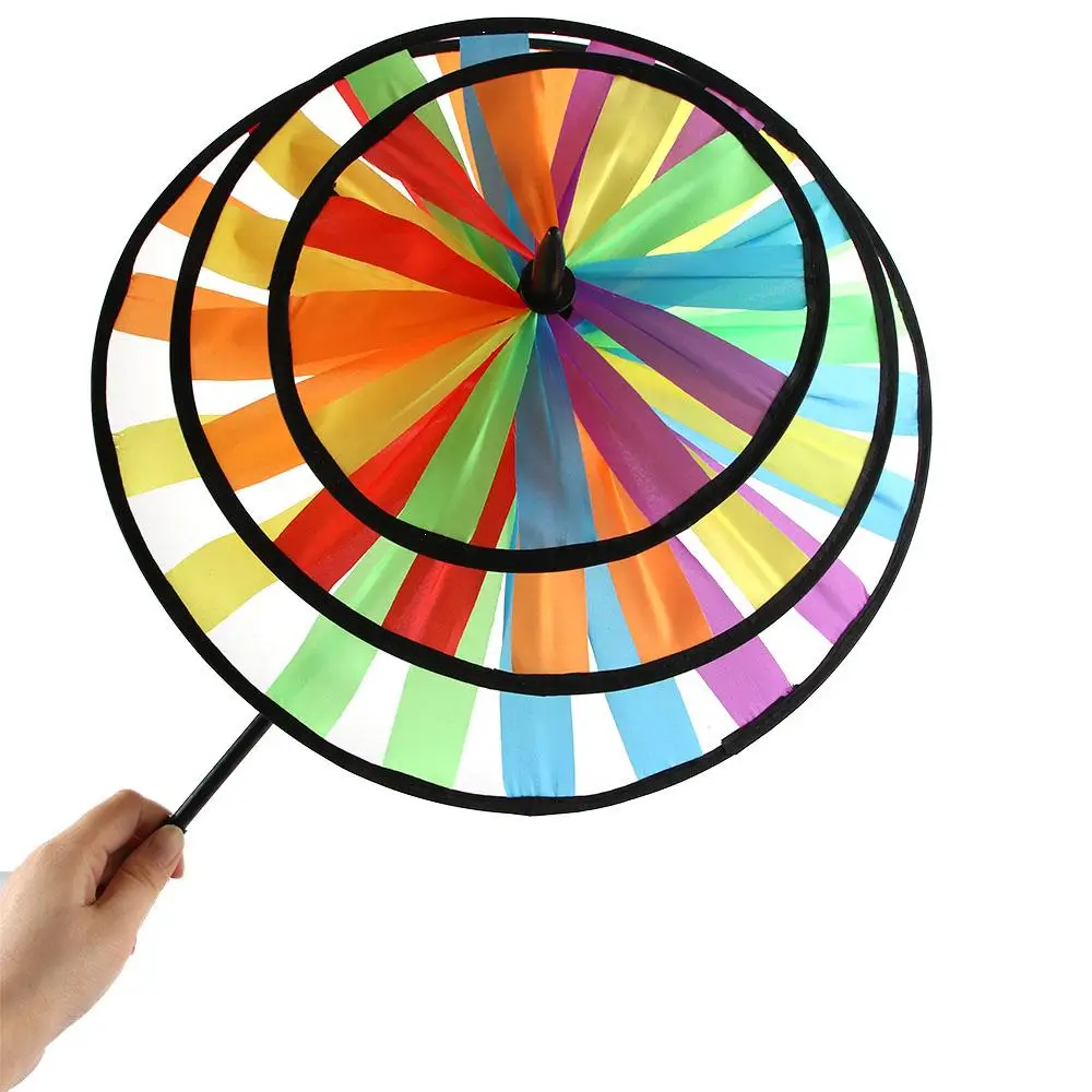 For Children Kids Triple Wheel Yard Decoration Rainbow Pinwheel Wind Spinners Garden Windmill Windmill Toys